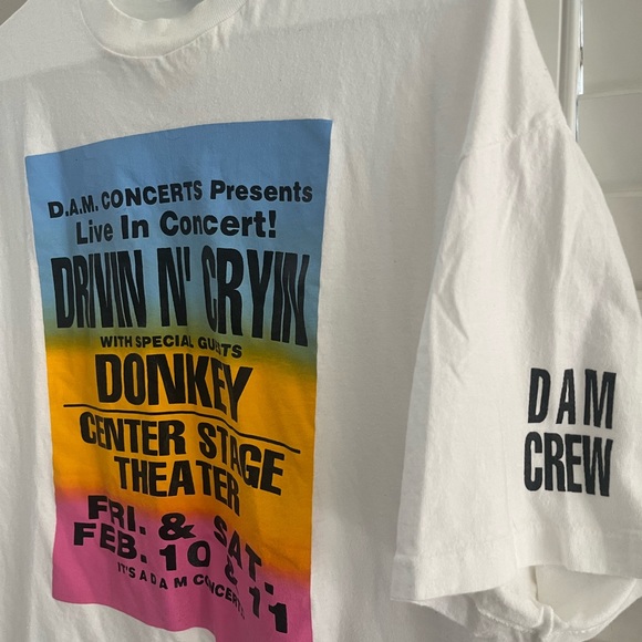 DRIVIN N CRYIN 1986-87 Vintage Single Stitch Center Stage Crew Tee Shirt XL - Picture 2 of 3